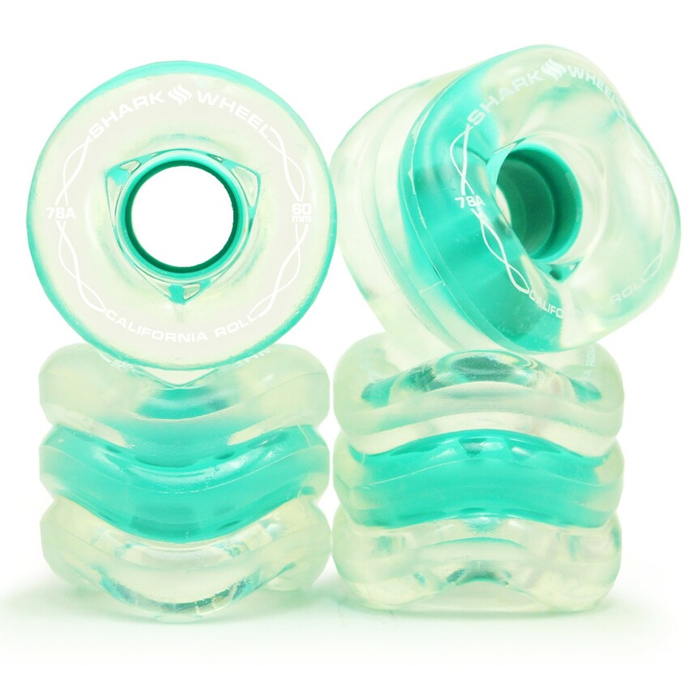 Roues Skateboard Shark Wheel California Roll 60mm 78a - Émeraude Transparente, Pour Cruising Et Carving - 6
