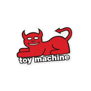 Devil cat toy machine red sticker